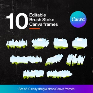 Editable Canva Frame Template Bundle, Grunge border Brush stroke Canva frames, Custom Canva Frame mockups, Fill Your Own Drag Drop Templates