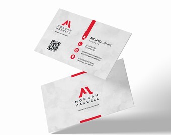 Minimalist QR Code Business Card Template, Editable Canva Design (Printable)
