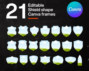 Shield Canva Frame Template Bundle, Drag & Drop (Digital Download)