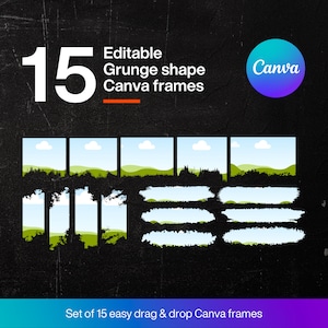 Editable Canva Frame Template Bundle, Grunge brush stroke Canva frame download, Custom frame mockup, Fill Your Own Drag Drop Canva Templates