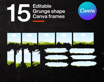 Grunge Brush Stroke Canva Frames, Editable Template (Digital Download)