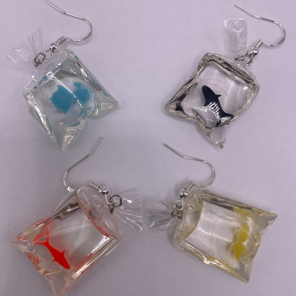 31. Resin “Fish in a Bag” Earrings