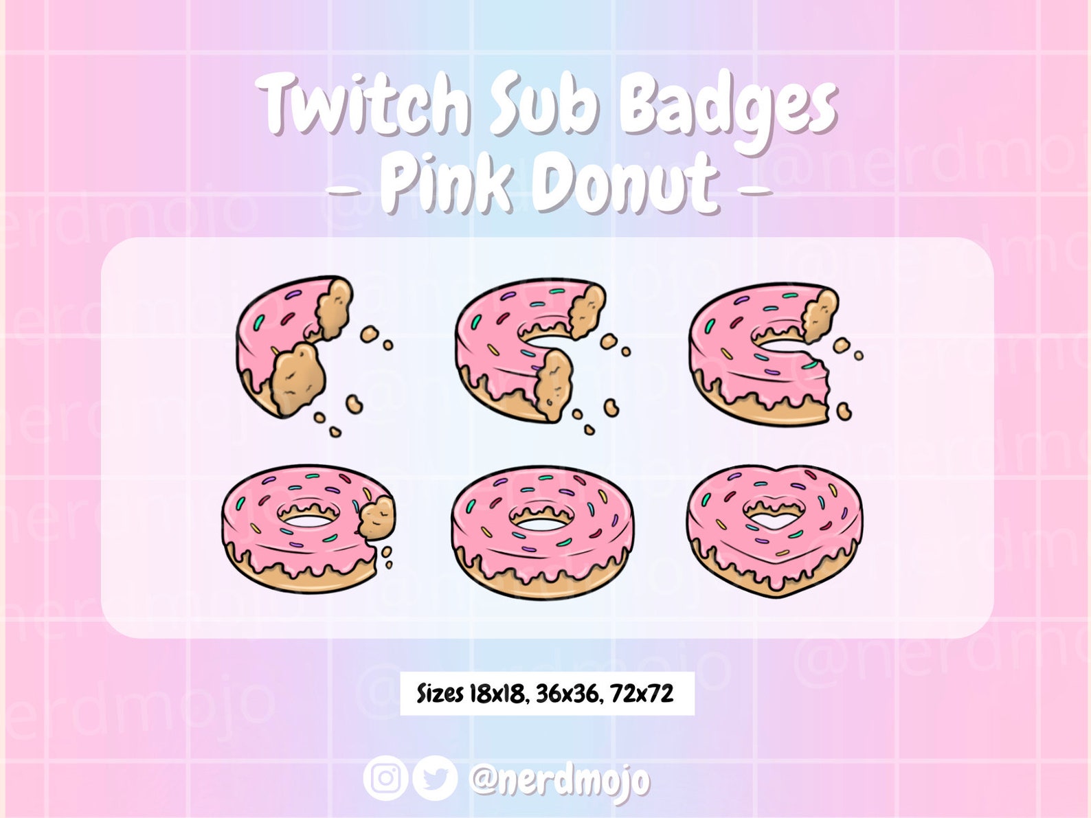 Pink Donuts Twitch Badges Bundle Donut Sub Badges Pack Bit Badges