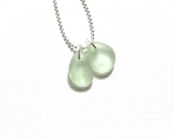 Double Sea Foam Sea Glass Necklace l  Garden Leaf Design Arts!