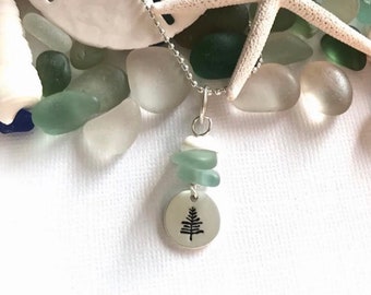 Sea Glass Jewelry Tree Necklace Garden Leaf Design