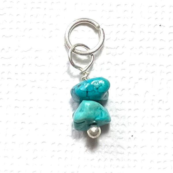 Gemstone Charm Dangle Double Turquoise Add-on  Tiny Charms ONE  Gemstone Dangles  Garden Leaf Design Arts