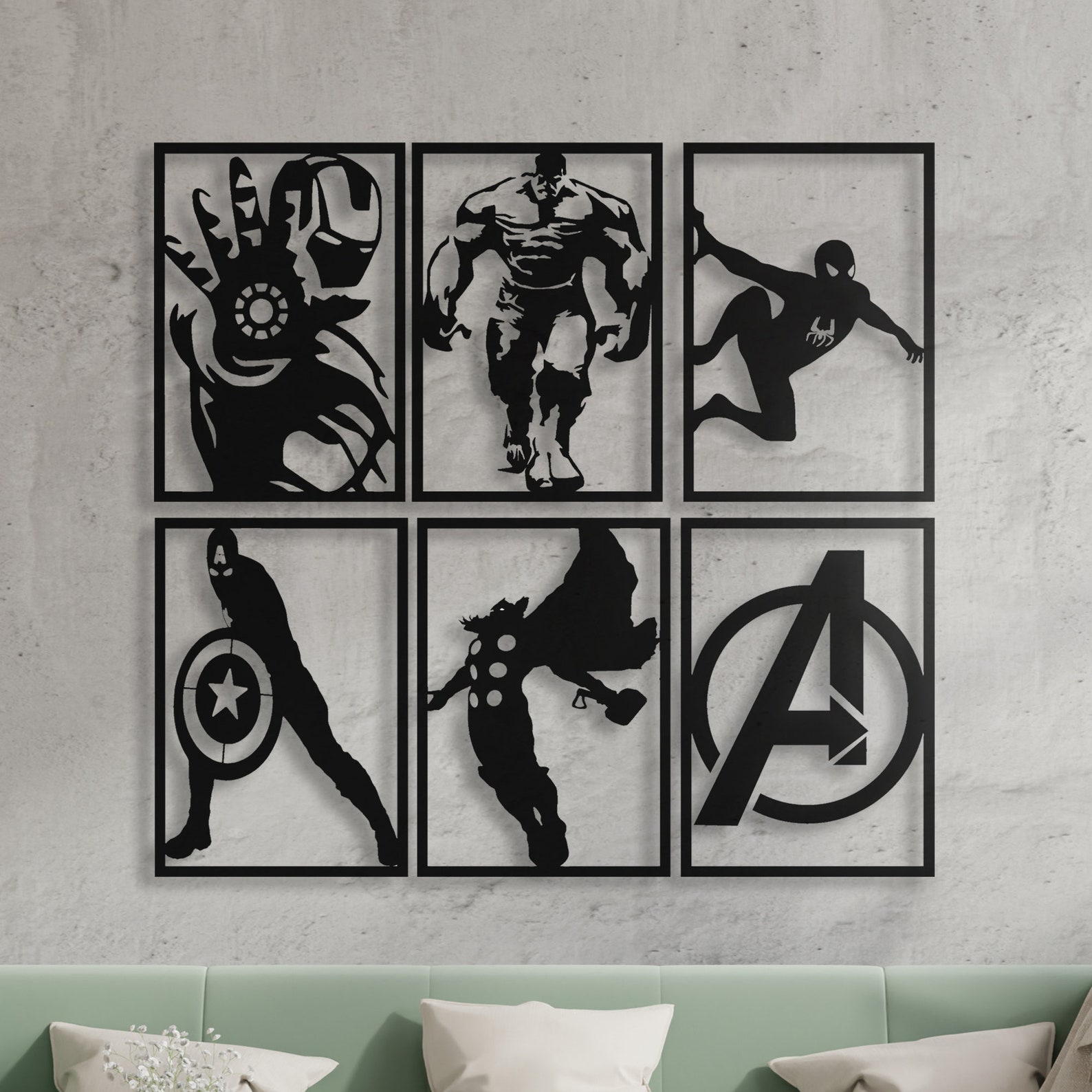 Avengers Wall Art Set Superhero Wall Art Marvel Wall Decor Etsy