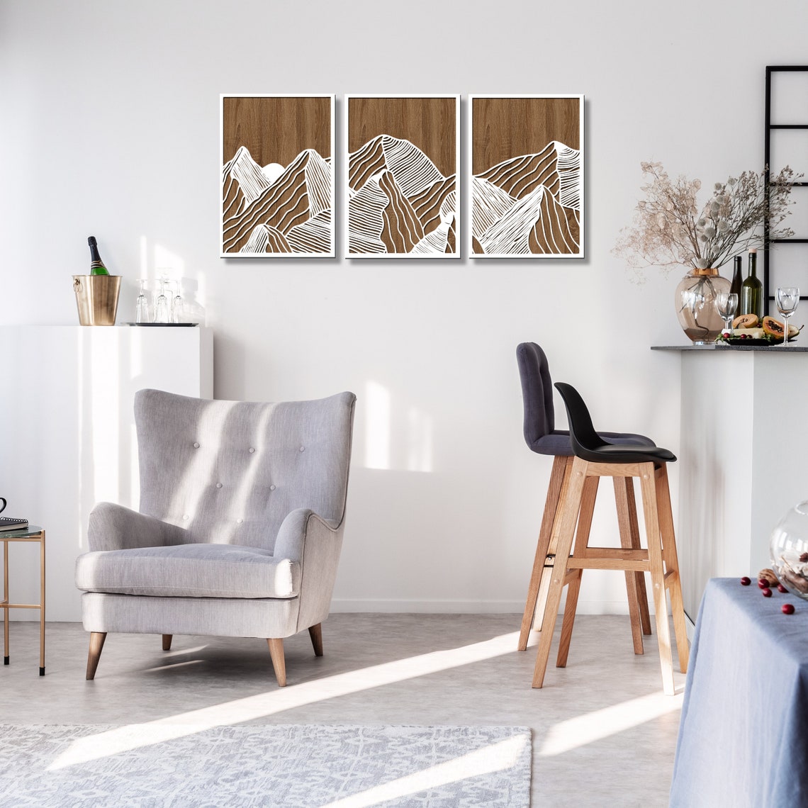 Mountain Wall Art Wood Panels Wall Art Wood Wall Art Modern Etsy