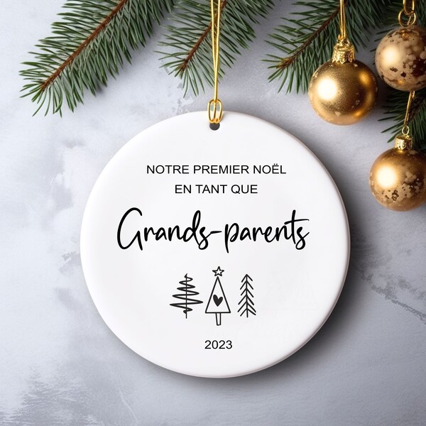 Boule de noël grand-parents 2023 Ornement de Noël pour les grands-parents - Ornement pour bébé - Cadeau pour les grands-parents