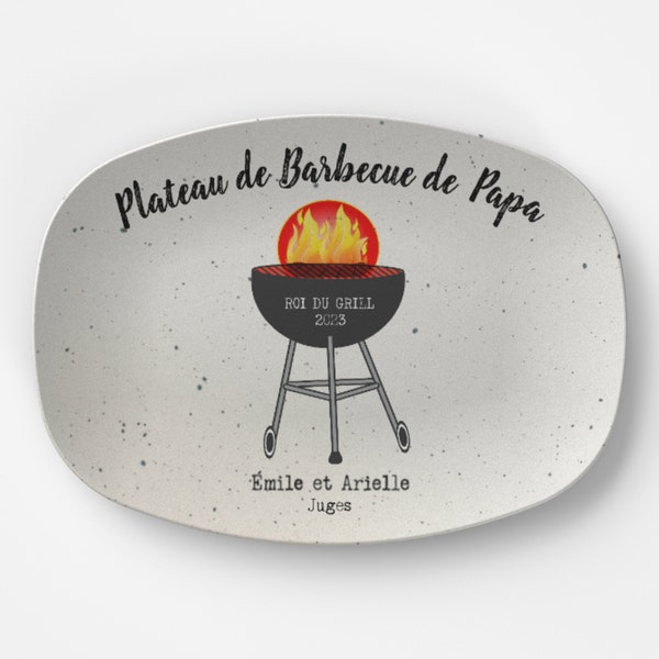 Cadeau Papa Plateau de Barbecue Personnalisé pour Papa, Cadeau de Grands-Enfants pour Grand-Père, Plat avec Nom Personnalisé, Pour Grillades