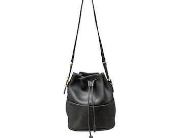 Vintage Coach Drawstring Bag Thompson Black Leather Style 9804 Vintage Coach Drawstring Bag Thompson Black Leather Style 9804