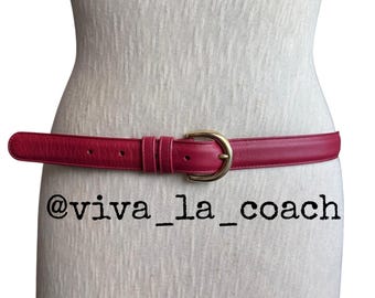 Vintage COACH Red Leather Belt, Gold Round Buckle (size L  display picture 1