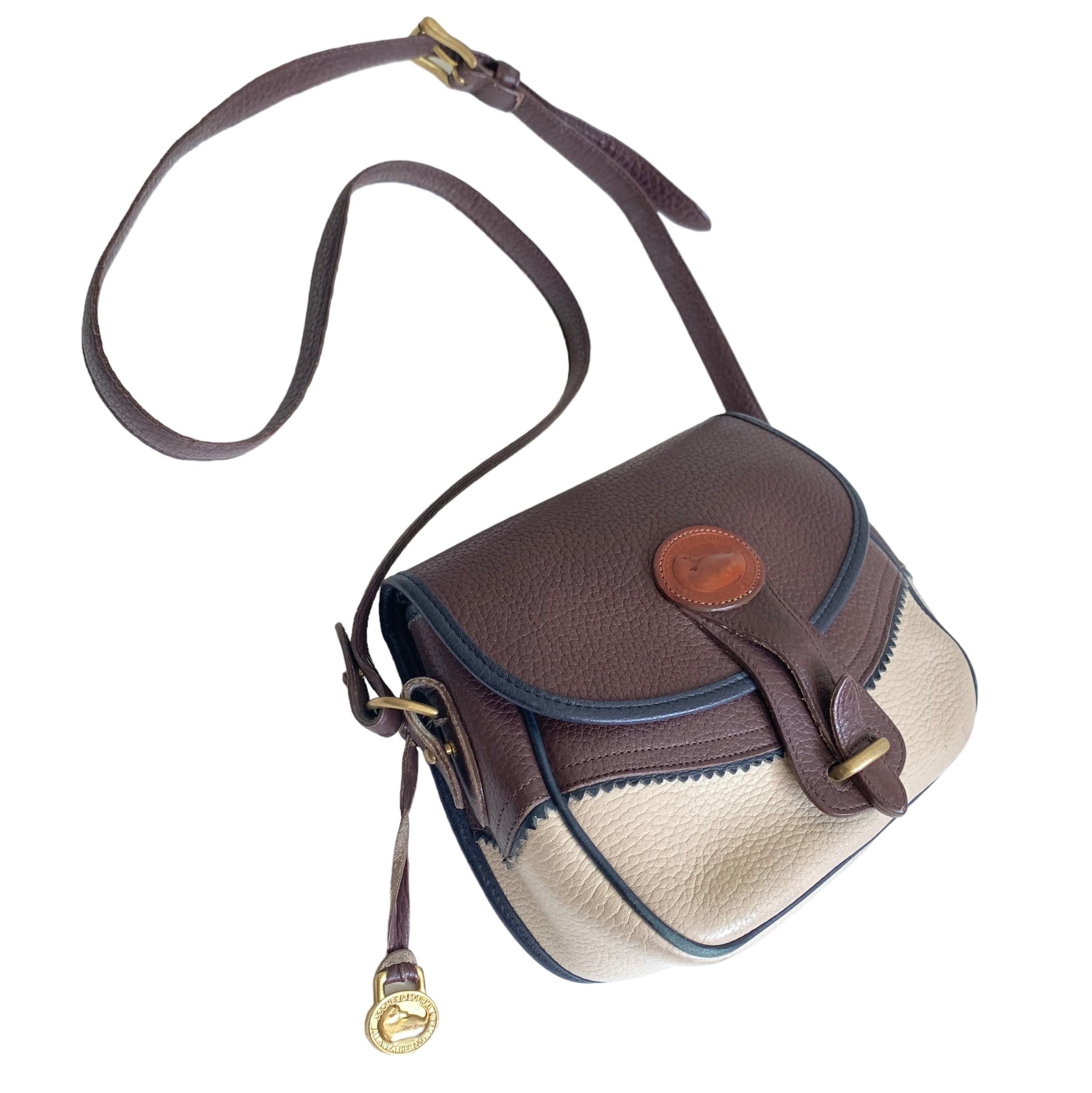 Dooney and Bourke Teton Crossbody Saddle Bag Two Tone Handbag Etsy