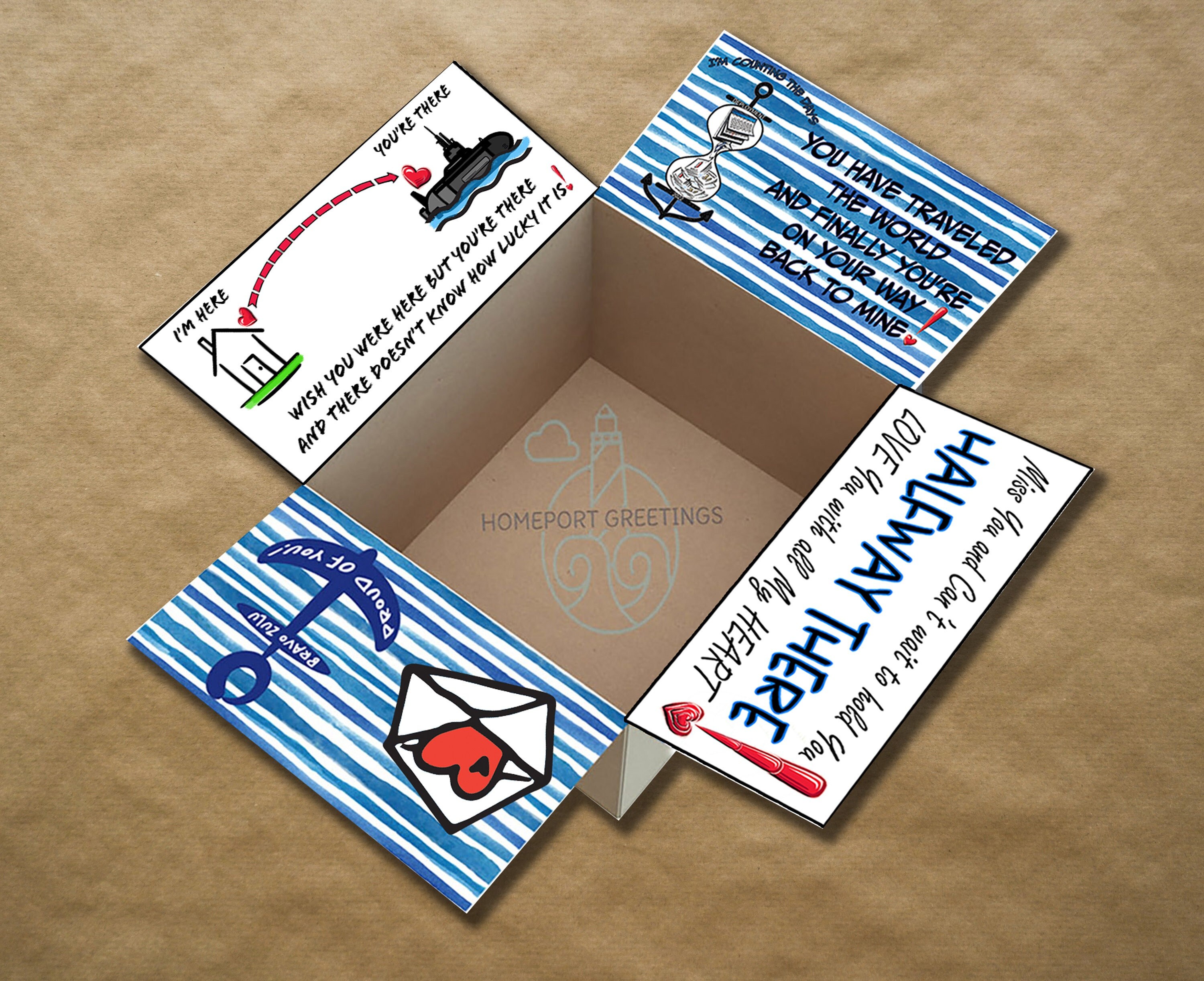 Submarine Deployment Halfway Box Sticker Kit, Fits the USPS Flat Rate