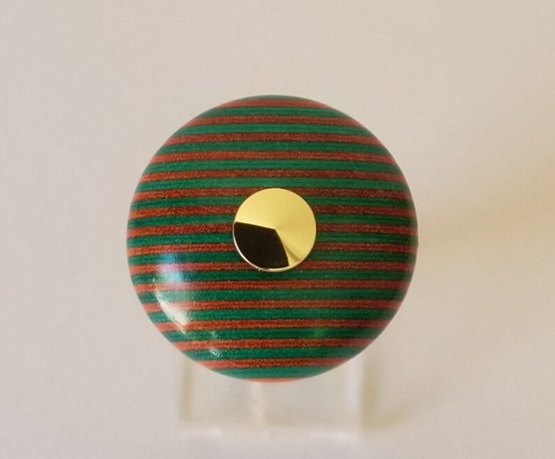 Hand Turned Wooden Wine Bottle Stopper in Orange, Green and Gold image 7