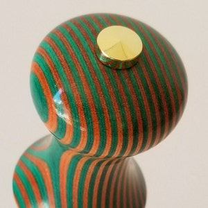 Hand Turned Wooden Wine Bottle Stopper in Orange, Green and Gold image 6