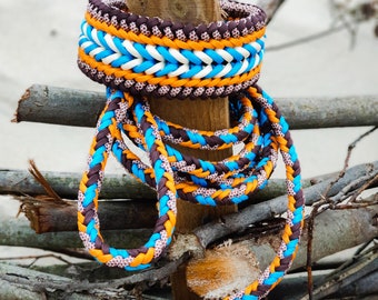 Wonderful dog collar and leash complete set - " The King of the evening"