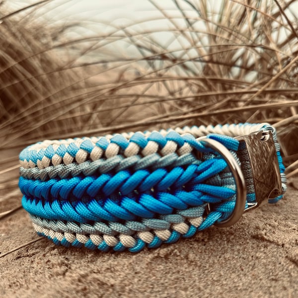 Wide blue paracord collar - Blues coast/for large and medium-sized dogs