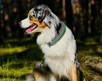 Boho Paracord Dog Collar and Leash Set - Chic Artisan Braided Pet Gear