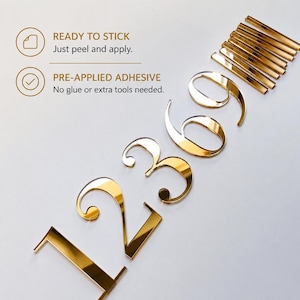 Mirror Acrylic Clock Numbers | Self Adhesive Arabic Numerals | DIY Resin Clock Supplies | Peel and Stick Clock Numbers | Clock Making Kit