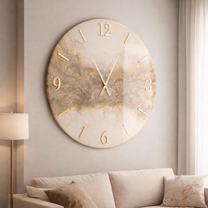Beige wall clock, elegant wall clock, epoxy resin wall clock, handmade silent wall clock, housewarming unique gift, bespoke wallart