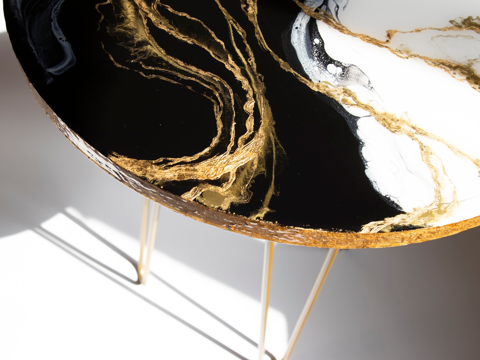 Resin Coffee Table Resin Side Table Gold Black White Coffee Etsy