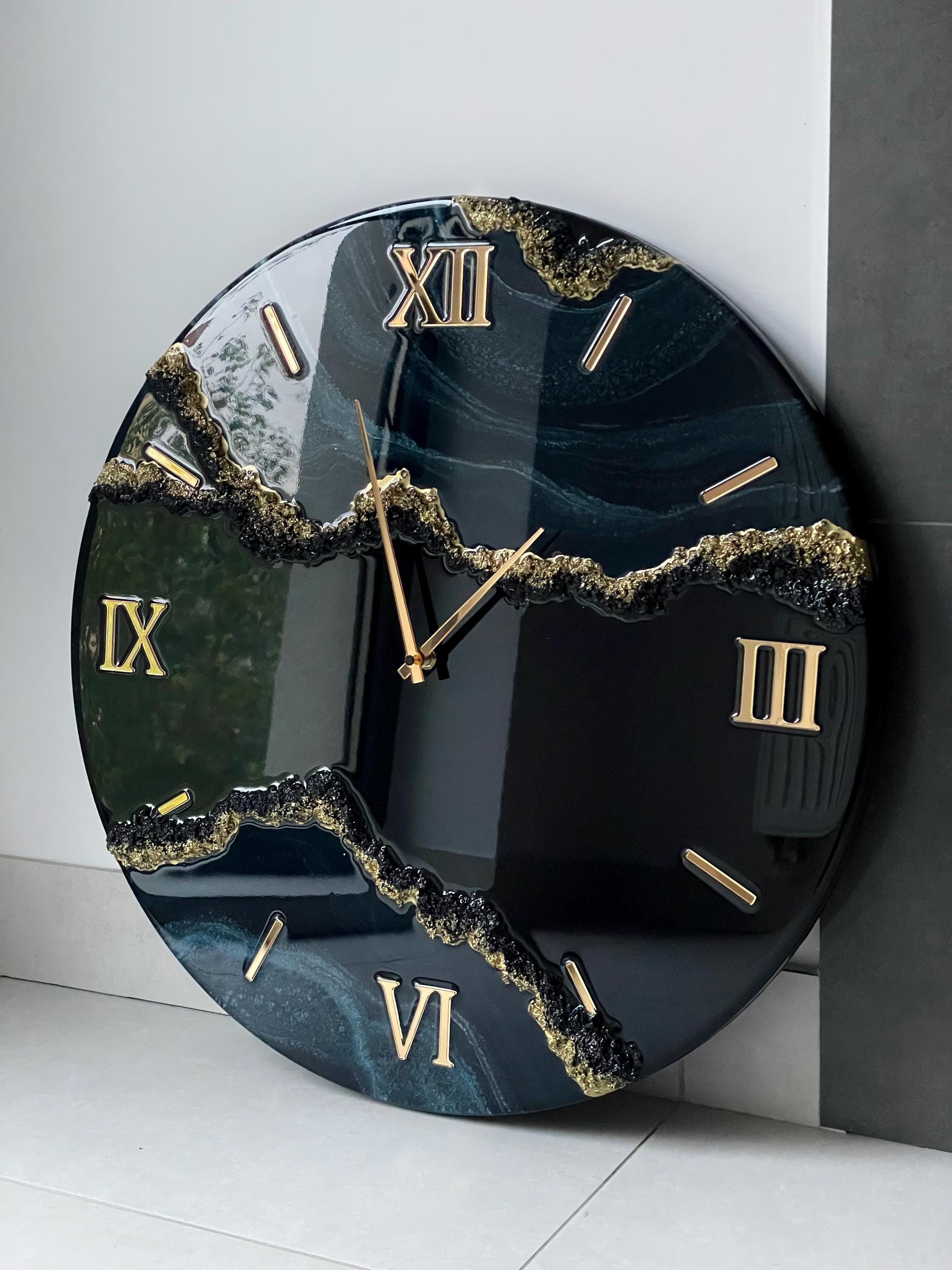 Navy Blue Epoxy Resin Clock, Large Wall Clock, Luxury Wall Clock