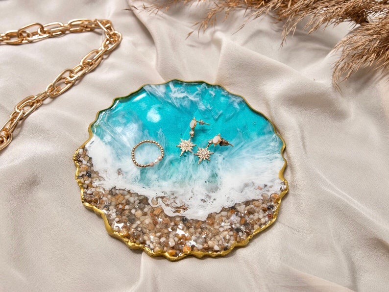 Resin Ocean Coaster Set Beach Inspired Coasters Beach Resin Etsy