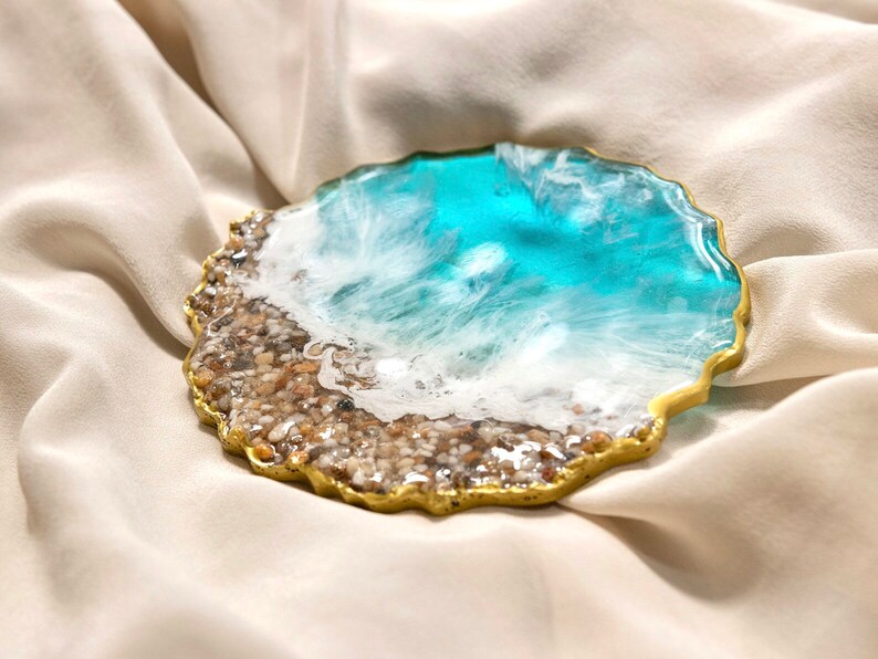 Resin Ocean Coaster Set Beach Inspired Coasters Beach Resin Etsy