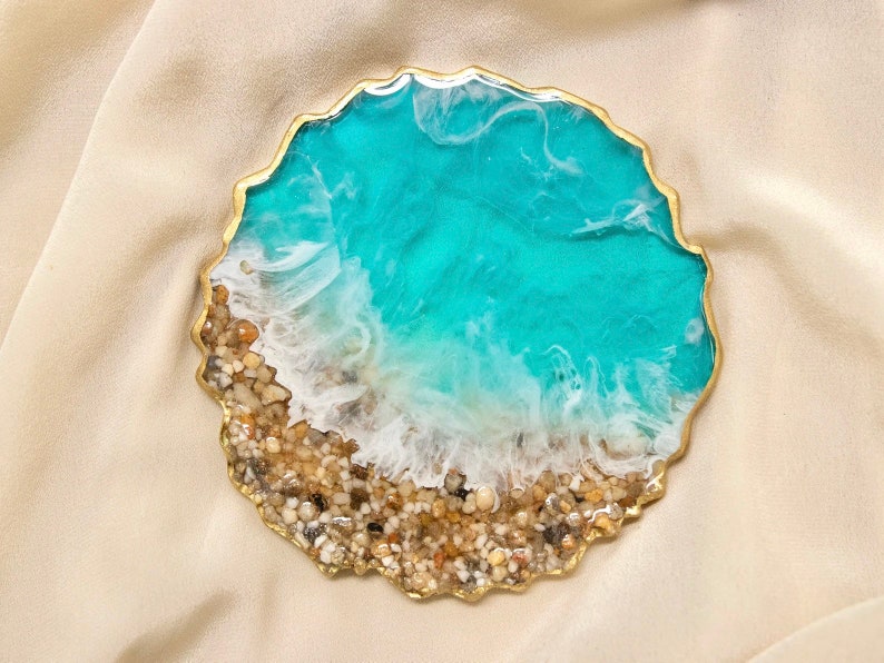 Resin Ocean Coaster Set Beach Inspired Coasters Beach Resin Etsy
