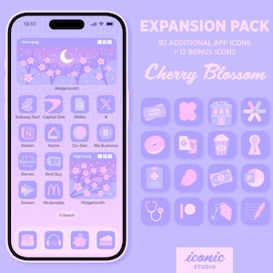 Cherry Blossom Expansion pack, Cute App Icon Pack, Sakura App Icons Widgets and Wallpapers, Lofi Aesthetic, Retro Computer Aesthetic, kawaii