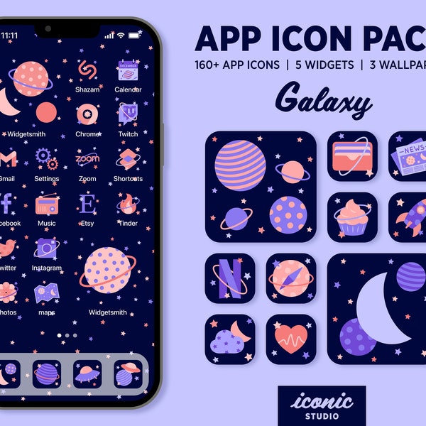 covers app on iphone Galaxy App Icons, iOS 15 16 & Android App Icon Pack, Cute Celestial App Icon Set, App Covers widgets and wallpapers, Astrology Aesthetic
