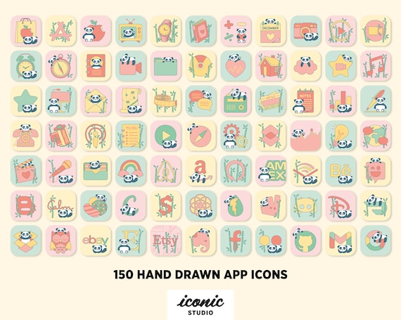 Cute Ios App Icons 150 Kawaii Cats Icon Bundle App (Instant Download) 