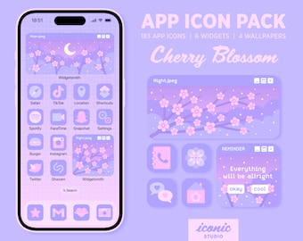 Cherry Blossom App Icons, Cute App Icon Pack, Sakura App Icons Widgets and Wallpapers, Lofi Aesthetic, Retro Computer Aesthetic, kawaii