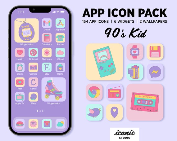 90's App Icons, Retro App Icon Pack, Ios 15 16 & Android App