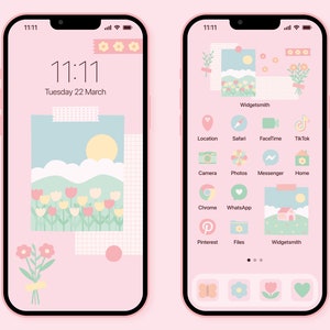 Cottagecore Aesthetic App Icon Pack, Cute Pink App Icons, Pastel Icons, iPhone, iOS 15 16, Android, Widgets, Wallpapers, Kawaii, Home Screen