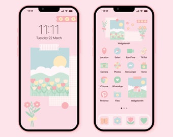 Cottagecore Aesthetic App Icon Pack, Cute Pink App Icons, Pastel Icons, iPhone, iOS 15 16, Android, Widgets, Wallpapers, Kawaii, Home Screen