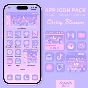 Cherry Blossom App Icons, Cute App Icon Pack, Sakura App Icons Widgets and Wallpapers, Lofi Aesthetic, Retro Computer Aesthetic, kawaii