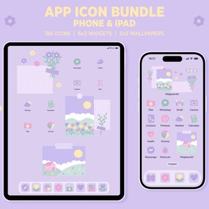 Cottagecore Aesthetic App Icon Bundle, Cute Lilac App Icons Widgets Wallpapers, Phone & IPad Icons, Pastel , Flowers, Kawaii, App Covers