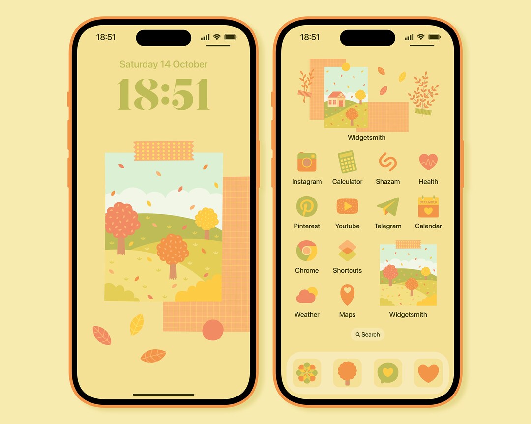 Autumn App Icon Pack Cottagecore Fall Aesthetic Cute Green - Etsy