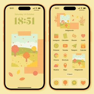 Autumn App Icon Pack, Cottagecore, Fall Aesthetic, Cute Green Covers, Pastel Widgets, Wallpapers, Home Screen Aesthetic, iPhone, Android