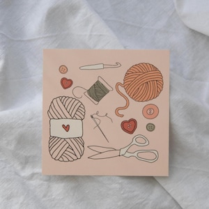 Postkarte „Stricken & Häkeln mit Herz“ | Handarbeits-Motive | Geschenk für Kreative