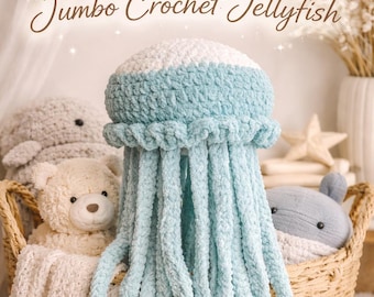 Olbrzymia pluszowa meduza szydełkowana | Miękka szenilowa dekoracja do pokoju dziecięcego w oceanie