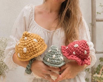 Crochet Mushroom Plush Set – Woodland Nursery Decor, Handmade Stuffed Mushrooms, Cottagecore Plushies