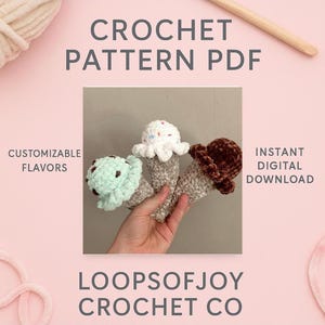 Crochet Ice Cream Cone Plushie Pattern PDF – Customizable Amigurumi Ice Cream Toy – Digital Download Crochet Pattern – Kawaii Dessert Plush