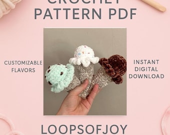 Wzór na szydełkową pluszową wafelkę z lodami: personalizowany amigurumi (do pobrania w formacie PDF)