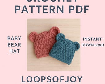 Wzór na czapeczkę dla małego misia robioną na szydełku: PDF dla początkujących (od noworodka do 12 miesięcy)