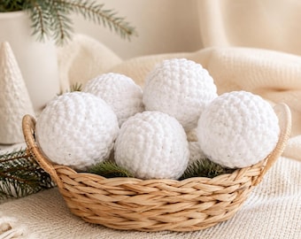Crochet Snowballs - Plush Chenille Indoor Snowball Fight, Christmas Decor