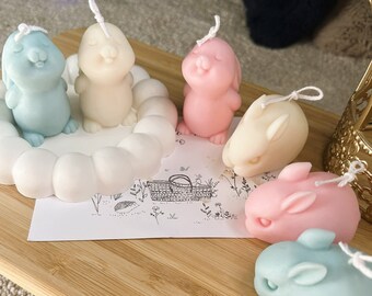 Bougies lapin, cadeau baptème, bunny candle, évènement, idée cadeau, idée déco, aesthetic Candle, fêtes des mères, bougie baby shower.