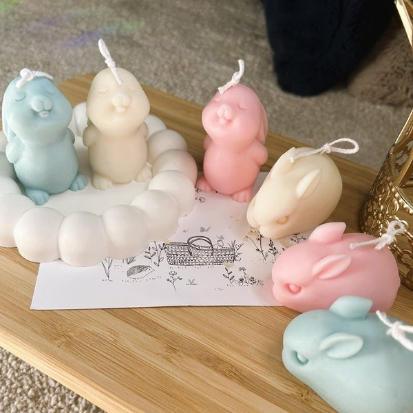 Bougies lapin, cadeau baptème, bunny candle, évènement, idée cadeau, idée déco, aesthetic Candle, fêtes des mères, bougie baby shower.